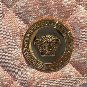 Versace Pink Quilted with Gold Medusa Emblem medium size handbag. Brand new.